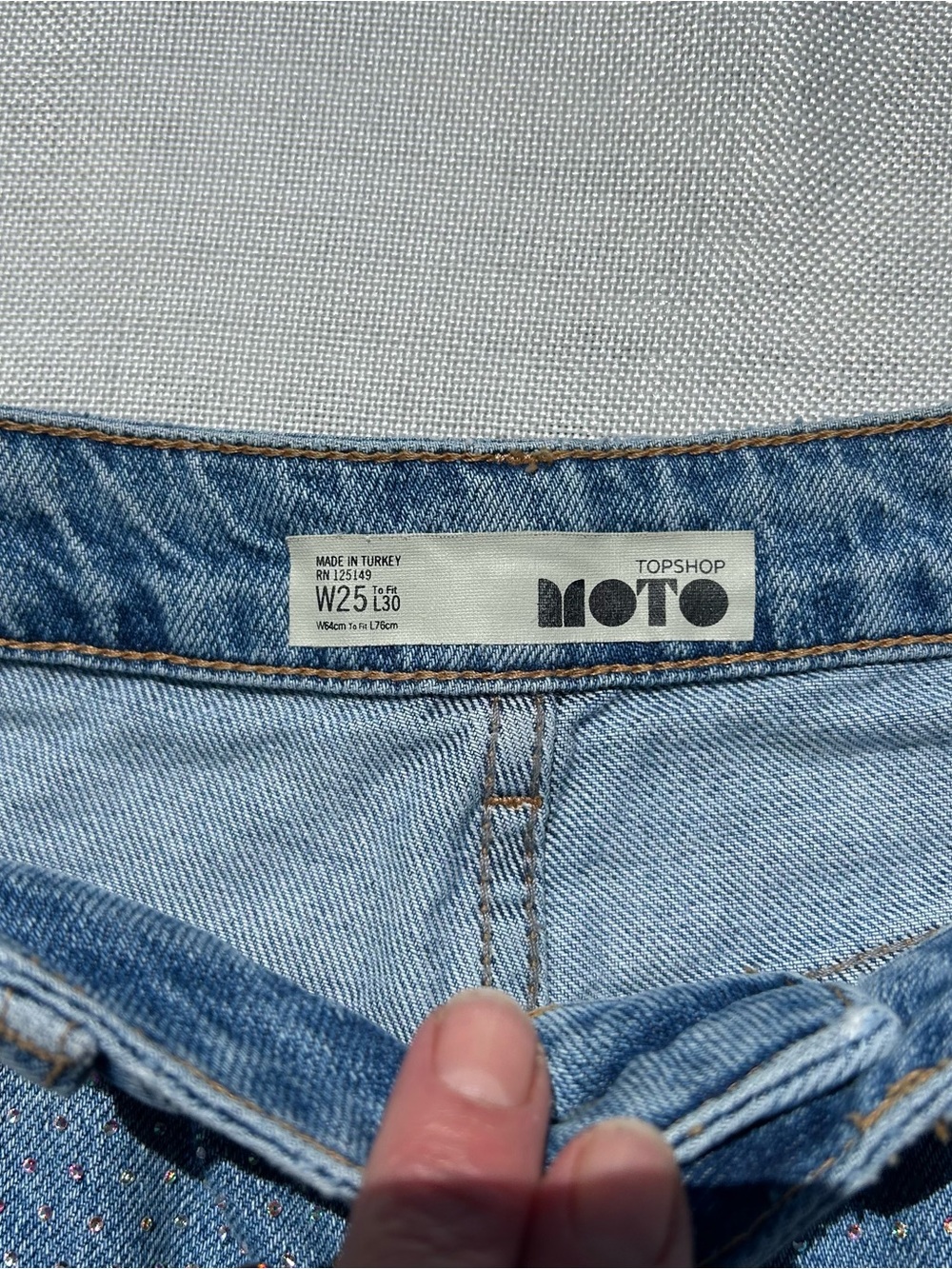 Topshop Moto Rhinestone Embelished Crop Jeans - Picture 6 of 9